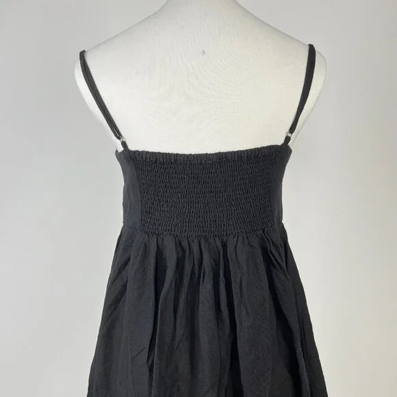 NWOT Farm Rio Linen Blend Black Sleeveless Mini Dress Size M - Picture 9 of 15